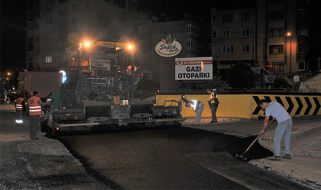 Lise Caddesi’nde gece mesaisi! Asfalt yenilendi