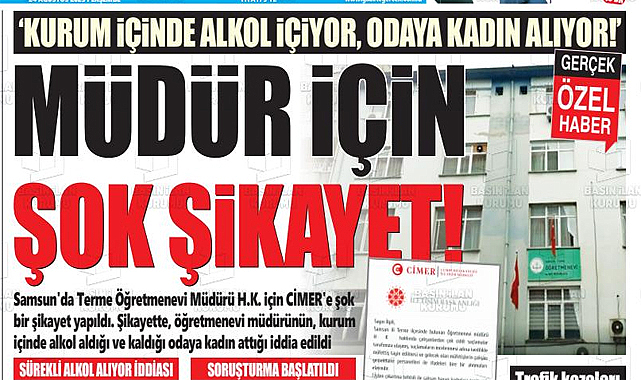 Samsun'da Terme Öğretmenevi Müdürü için CİMER'e şok şikayet