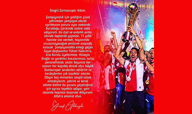 Samsunspor eski kaptanı Yusuf Abdioğlu'ndan duygusal veda