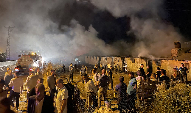 Ahırda yangın çıktı hayvanlar telef oldu