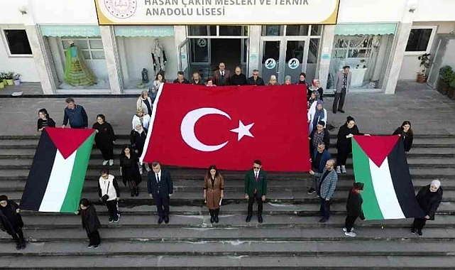 Samsun Bafra'da meslek lisesi öğrencilerinden Filistin'e destek