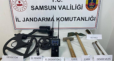 Samsun'da dedektörle define arayan 4 kişiye suçüstü