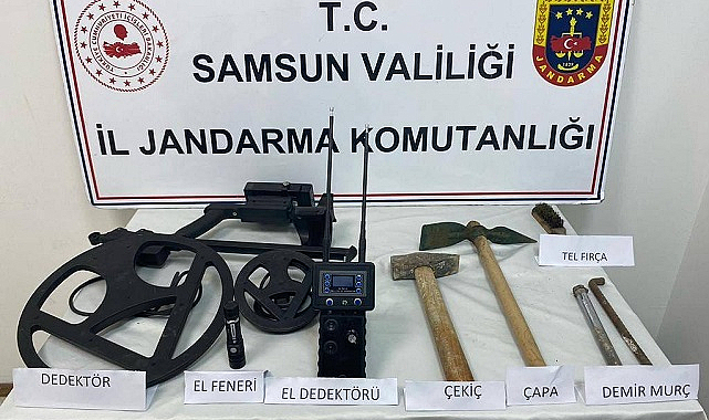 Samsun'da dedektörle define arayan 4 kişiye suçüstü