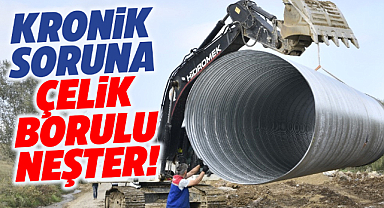 Samsun'da dere geçişlerine çelik boru menfezler yerleştiriliyor