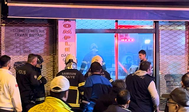 Samsun'da boyacı dükkanında yangın çıktı