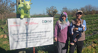 Samsun’daki aile aldıkları hibeyle çilek üretti