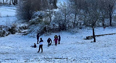 Atakum'un Kocadağ'ı karla kaplandı