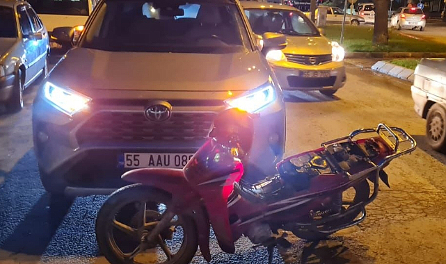 Bafra'da otomobil-motosiklet çarpışması!