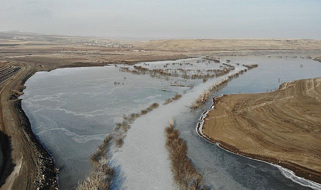 Baraj gölü soğuktan dondu!