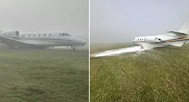 Diyarbakır Havalimanı'nda özel jet kaza yaptı