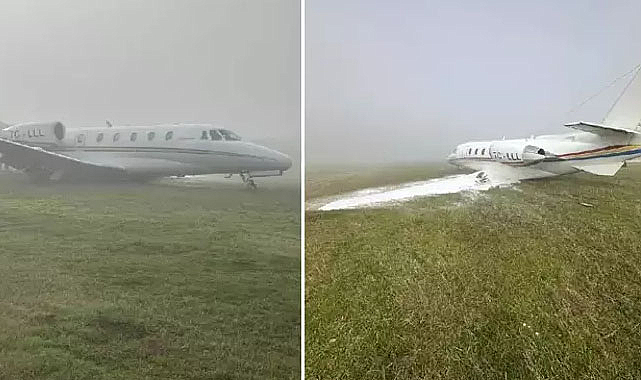 Diyarbakır Havalimanı'nda özel jet kaza yaptı