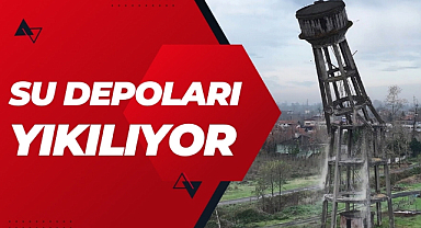 Samsun'da 30 metrelik su deposu böyle yıkıldı