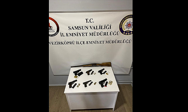 Samsun'da 6 adet tabanca ve onlarca mermi ele geçirildi