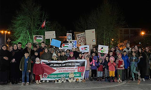 Samsun'dan Gazze'ye destek! Minik sporcular gecede nöbette