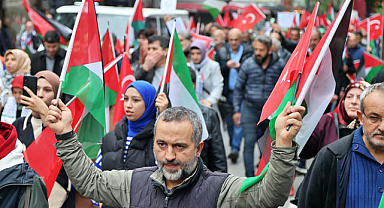 Samsun halkı, İsrail'in Gazze'ye yönelik saldırılarına karşı sokaklara indi