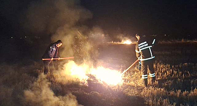 Bafra'da çıkan yangında 40 hektar tarım arazisi kül oldu