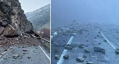 Kara yolunda heyelan! Yol trafiğe kapandı