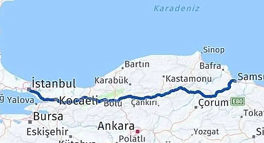 Samsun-İstanbul arası kaç kilometre?