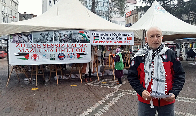 Terme'de Gazze'ye yönelik saldırılara dikkat çeken resim sergisi