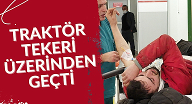 Traktörün üzerinden geçti