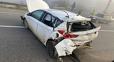 Alaçam’da yoğun sis kaza nedeni