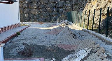 Samsun'da yapımı devam eden okul binasının bazı noktalarında göçük