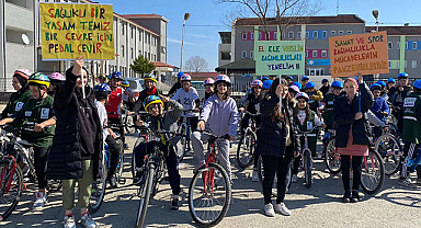 Asarcık'ta öğrenciler Yeşilay Haftası'nda sağlık için pedal çevirdi