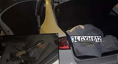 Durdurulan araçtan makinalı tüfekler çıktı