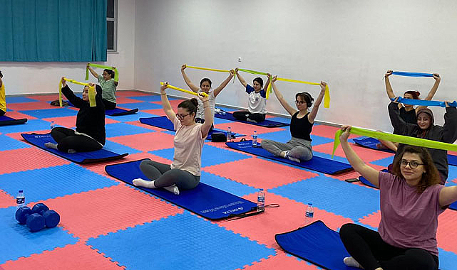 Samsun'da öğrenci yurdunda pilates eğitimi