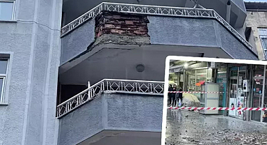 7 katlı binadan başına beton parçası düştü