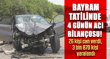 Bayram tatilinde 4 günün acı bilançosu! 26 kişi can verdi, 3 bin 870 kişi yaralandı