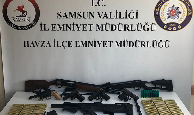 Havza’da oto galeride silah bulundu