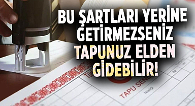 Tapu sahiplerine önemli uyarı: Şartları yerine getirmeyenler tapularını kaybedebilir!
