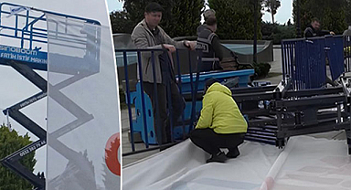 Samsun'da 1 Mayıs kutlamalarında vinç devrildi