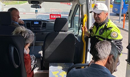 Samsun'da yolculara emniyet kemeri uyarısı