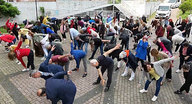 Samsun İl Sağlık Müdürlüğü personeli egzersiz yaptı