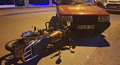 Bafra'da motosiklet sürücüsü kazada yaralandı