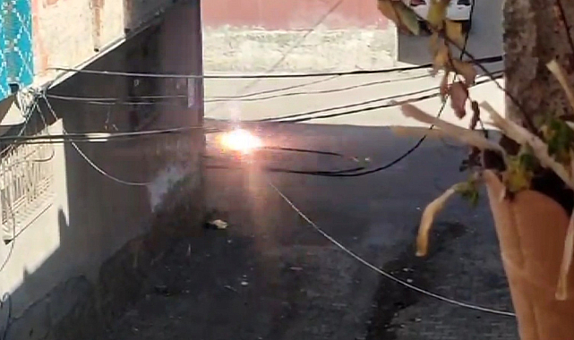 Elektrik kablosu bomba gibi patladı