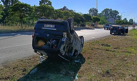 Samsun'da araç ters döndü 1 Kişi Yaralandı