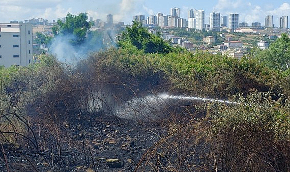 Samsun'da boş arazide yangın çıktı