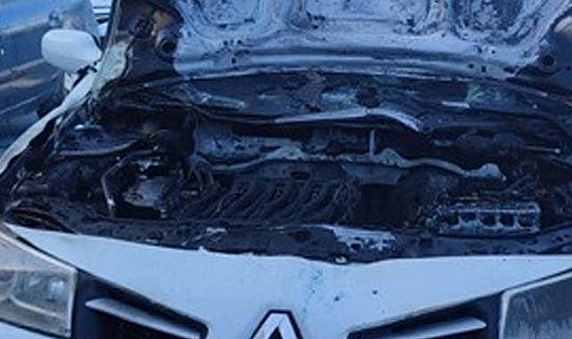 Samsun'da polis aracı yangında zarar gördü