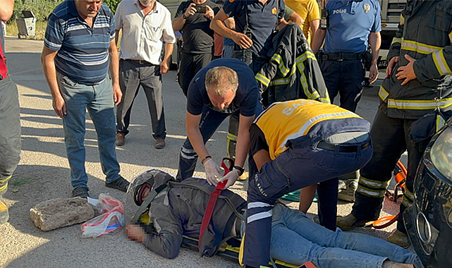 Aksaray’da kuryelik yapan A.K. geçirdiği kazada aracın altına sıkıştı