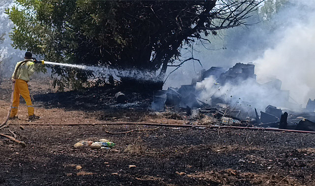 Antalya'nın Manavgat ilçesinde ormana dökülen çöp ve molozlar yangına sebep oldu