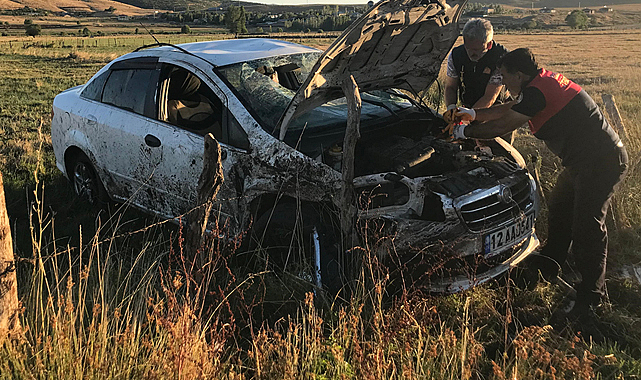Bingöl’ün Solhan ilçesinde Muhittin T. idaresindeki otomobil, kontrolden çıkıp takla attı