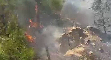 Kahramanmaraş’ın 12 Şubat ilçesinde çıkan orman yangını geniş bir alana yayıldı