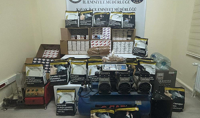 Samsun’da kaçak sigara imalathanesi gibi market