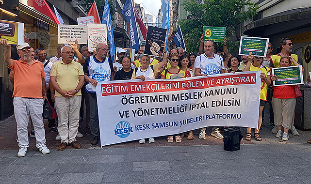 Samsun'da öğretmenler o kanunun ve yönetmeliğin iptalini istedi