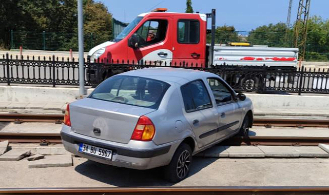Samsun'da otomobil raylı sistem hattına girdi