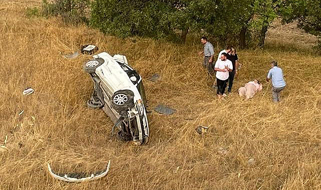 Tokat'ta, uçurumdan düşen otomobil yoldan yaklaşık 300 metre uzaklıkta yan yatarak durdu