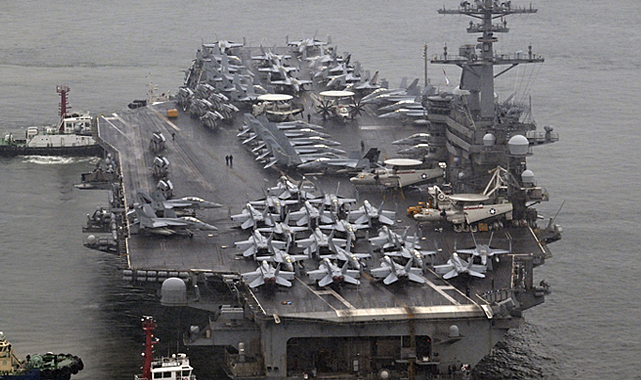 ABD'den İsrail'in savunmasına destek! ABD uçak gemisi Theodore Roosevelt Hürmüz Boğazı'na ulaştı